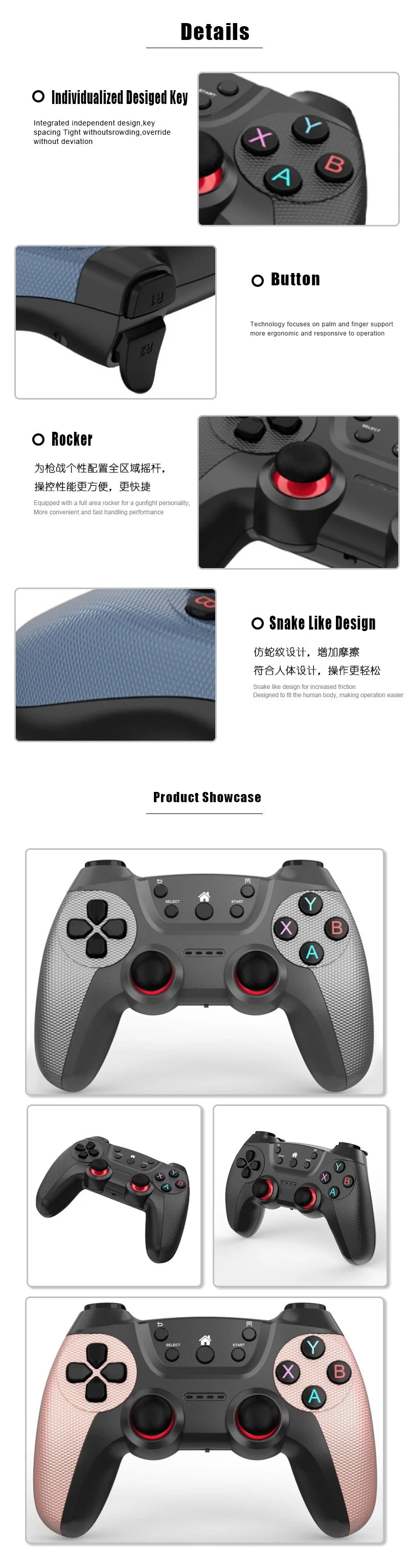 BOYHOM Wireless doubles game Controller For Linux/Android phone For Game Box Game stick PC Smart TV Box 2.4G gamepad Joystick