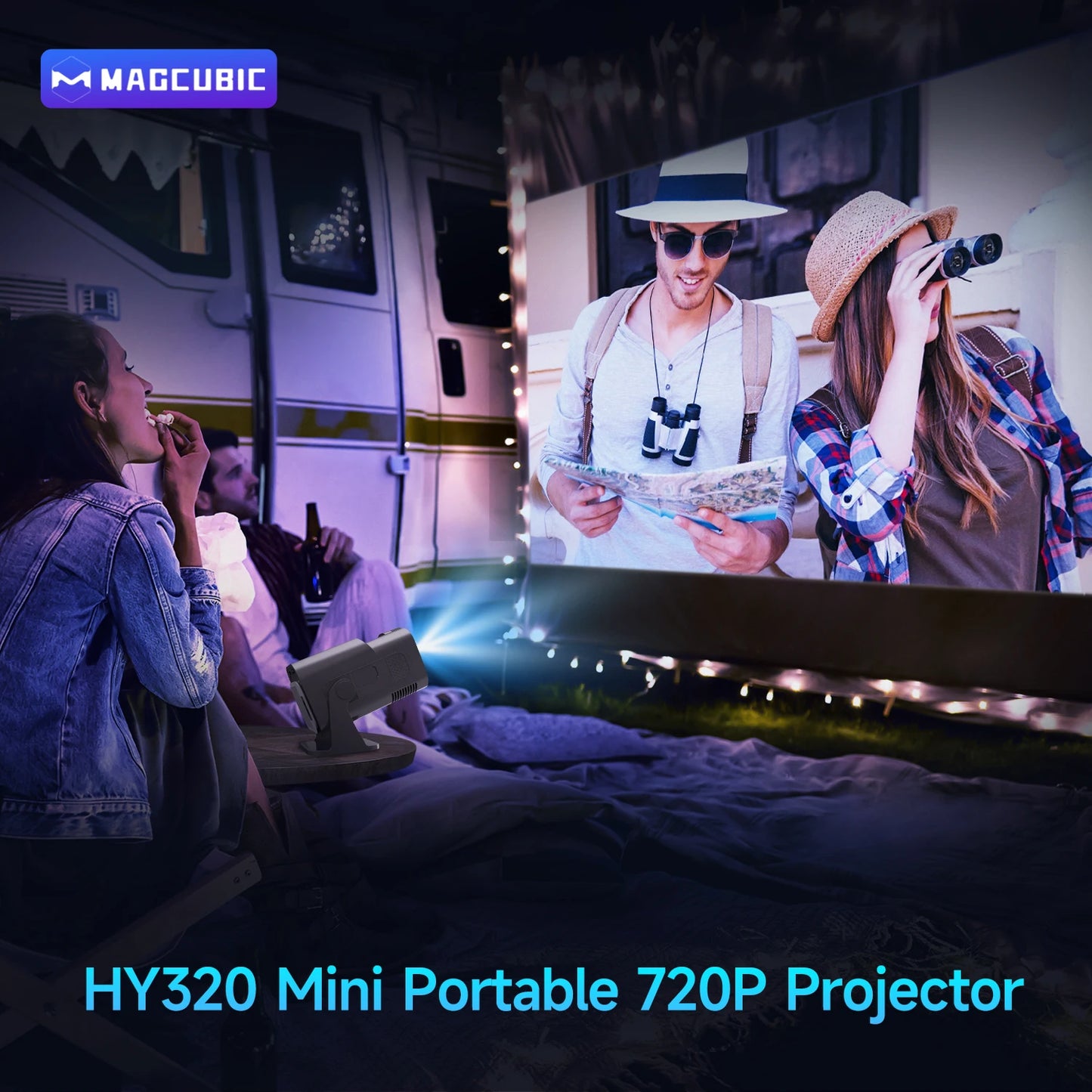 HY320 Mini Newly Native 720P Android 11 4K Projector 300ANSI Wifi6 BT5.0 Cinema Outdoor Portable 180° Rotable Projector