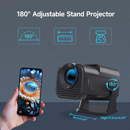 HY320 Mini Newly Native 720P Android 11 4K Projector 300ANSI Wifi6 BT5.0 Cinema Outdoor Portable 180° Rotable Projector